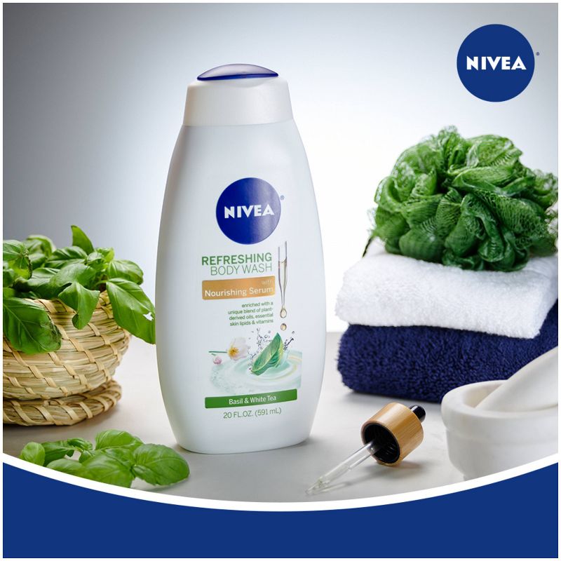 Nivea Basil and White Tea Refreshing Body Wash for Dry Skin - 20 fl oz, 4 of 10