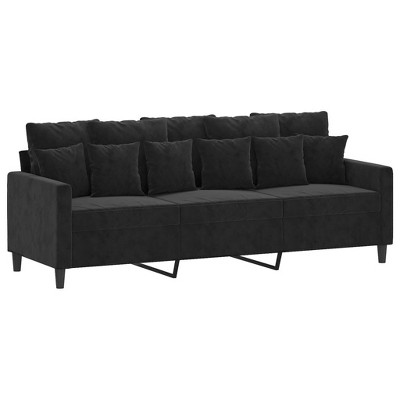 vidaXL 3-Seater Luxurious Sofa in Black Velvet with Sturdy Metal Frame - Contemporary Design for Living Room or Lounge
