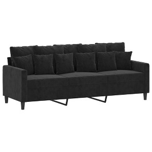 vidaXL 3-Seater Luxurious Sofa in Black Velvet with Sturdy Metal Frame - Contemporary Design for Living Room or Lounge - 1 of 4