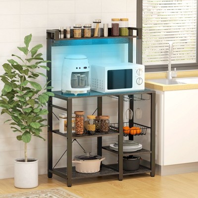 MOEPISY Gray Bakers Racks for Kitchens with Storage