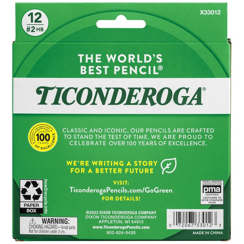 Ticonderoga® My First® Short Wooden Pencils, Large Triangle Barrel, Sharpened, #2 HB Soft, With Eraser, Yellow, 12 Per Pack, 2 Packs, 4 of 6