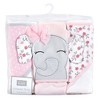 Hudson Baby Infant Girl Cotton Rich Hooded Towels, Floral Pretty Elephant, One Size - 2 of 4