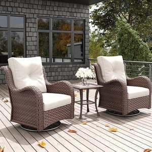 LayinSun Outdoor Patio Furniture Set, Brown Rattan Wicker Sectional Swivel Rocker Chairs Sets with Ottomans, Swivel Glider Chair - 1 of 4