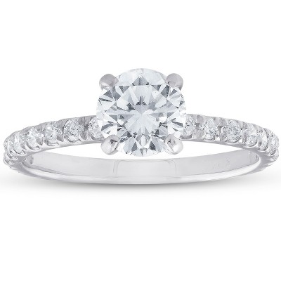 Pompeii3 1ct Diamond Engagement Ring 14k White Gold Claw Prong