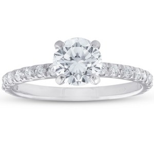 Pompeii3 1ct Diamond Engagement Ring 14k White Gold Claw Prong - 1 of 4