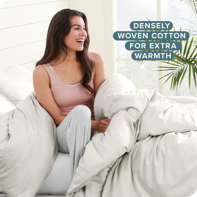 Cream Twin/Twin XL Cotton Flannel Duvet Cover Set