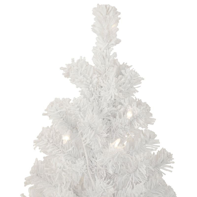 Northlight 3.5' Pre-Lit Potted Flocked Winter Pine White Tinsel Artificial Christmas Tree, Clear Lights, 3 of 7