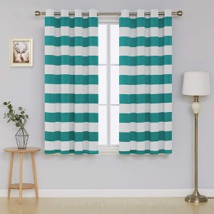 Deconovo Striped Thermal Insulated Grommet Curtains (2 Panels) - 1 of 4