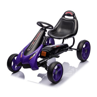 UNISOAR Kids Pedal Go Kart,4 Wheels Racer Toy Car with Adjustable Seat,Pedal Powered Ride On Car(Purple)