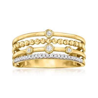 Ross-Simons 0.10 ct. t.w. Bezel-Set Diamond Multi-Row Ring in 14kt Yellow Gold