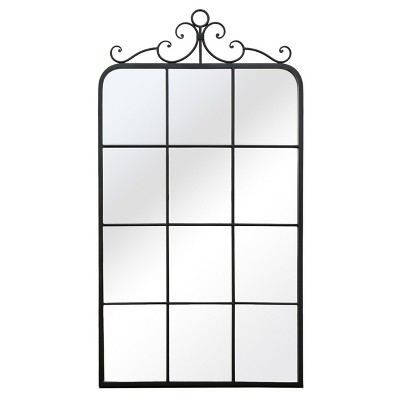 VIP Metal 47.25 in. Black Garden Gate Mirror