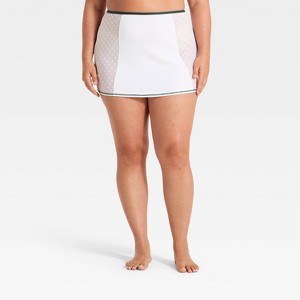 Women's Ribbed and Mesh Intimates Skirt - Wild Fable™ White 1X