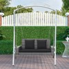 Tangkula Outdoor Porch Swing Bench, Patio Wicker Hanging Swing with Rustproof Chains & Comfortable Cushions Off White/Turquoise/Red/Black - 3 of 4