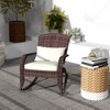 Outsunny Outdoor Wicker Adirondack Rocking Chair, Patio Rattan Rocker Chair with High Back, Seat Cushion and Pillow for Porch, Balcony - image 2 of 4