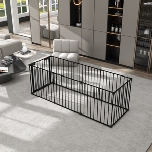 LAOTIES Extra Wide Baby And Pet Safety Gate,8 Panel Metal Play Yard Fence for Stairs,Fireplace And Doorways,Walk Through with Auto Close - 1 of 4