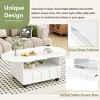 Coffee Table With 2 Brake Wheels, Side Table With Drawer, Irregular Center Table With Large Storage-Cuddlewood - 3 of 4