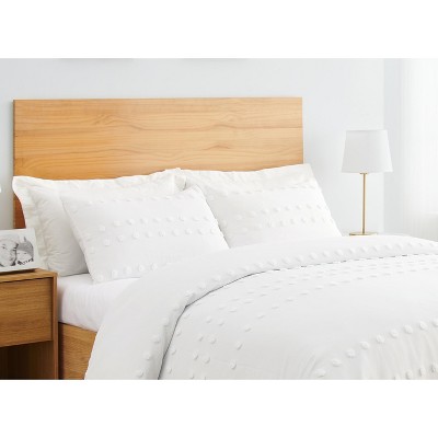 Ivory Cotton Tufted Dot Full/Queen Duvet Cover Set