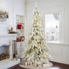 LuxenHome 7.5Ft Pre-Lit Flocked Sweeping Branches Artificial Christmas Tree with Metal Stand Green - 2 of 4
