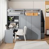 Full Size Loft Bed with Wardrobe, Desk and Shelves - 2 of 4