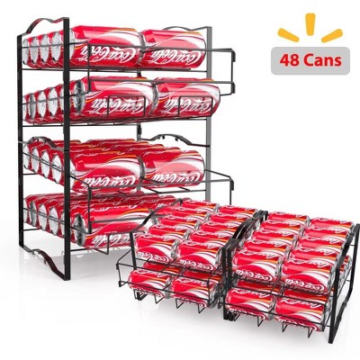 MaseiKar 4 Tiers Can Organizer Rack, 48 Cans Soda Can Dispenser Organizer for Refrigerator, Set of 2 Stackable Beverage Dispenser Rack