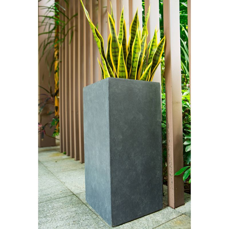 Rosemead Home &#38; Garden, Inc 14&#34; Wide Kante Lightweight Modern Rectangular Concrete/Fiberglass Outdoor Planter Pot Charcoal, 3 of 12