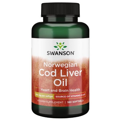 Swanson Omegas and Fish Oil Norwegian Cod Liver Oil 350 mg Softgel