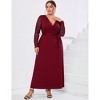 Clearlove Womens Plus Size V Neck Long Sleeves Applique Chiffon Plus Size Long  Evening Dress - 3 of 4