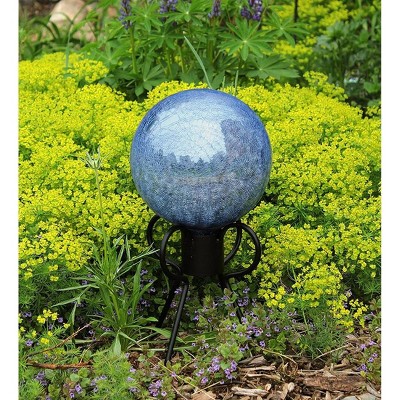 12" Blue Crackle Glass Garden Gazing Globe