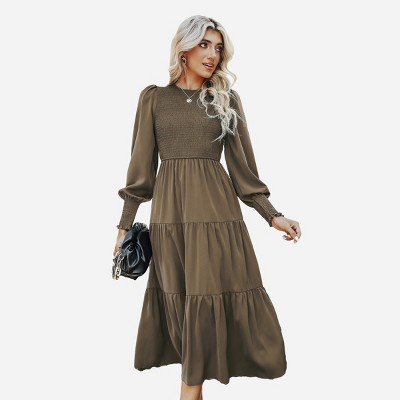 Women's Coco Smocked Tiered Flounce Midi Dress - Cupshe