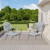 CLIHOME Outdoor Patio Flower Shaped Backrest Hollow Cast Aluminum Dining Chair(Set of 2) - 2 of 4
