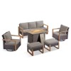 4 Pieces Patio Furniture Set with 41" Propane Fire Pit Table, Deep Seating Wicker Sofa Couch with Swivel Glider Chairs Set Patio Conversation Set - 2 of 4