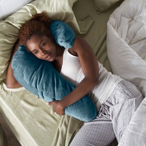 Avana Uno Adjustable Memory Foam Snuggle Pillow for Side Sleepers, Blue - 1 of 4