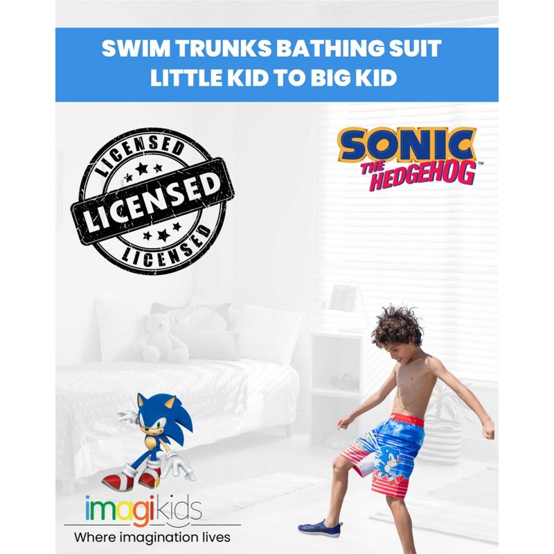 SEGA  Sonic The Hedgehog     Swim Trunks Bathing Suit Little Kid to Big Kid, 2 of 8