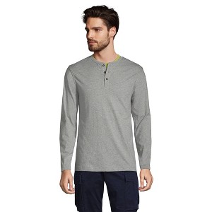 Lands' End Men's Long Sleeve Cotton Supima Henley - 1 of 2