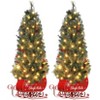 4.5 Foot Pre-Lit Artificial Christmas Tree with 85 Clear Lights,Timer,Pine Cones and Sleigh Base for Front Door, Porch, Xmas Home - 2 of 4