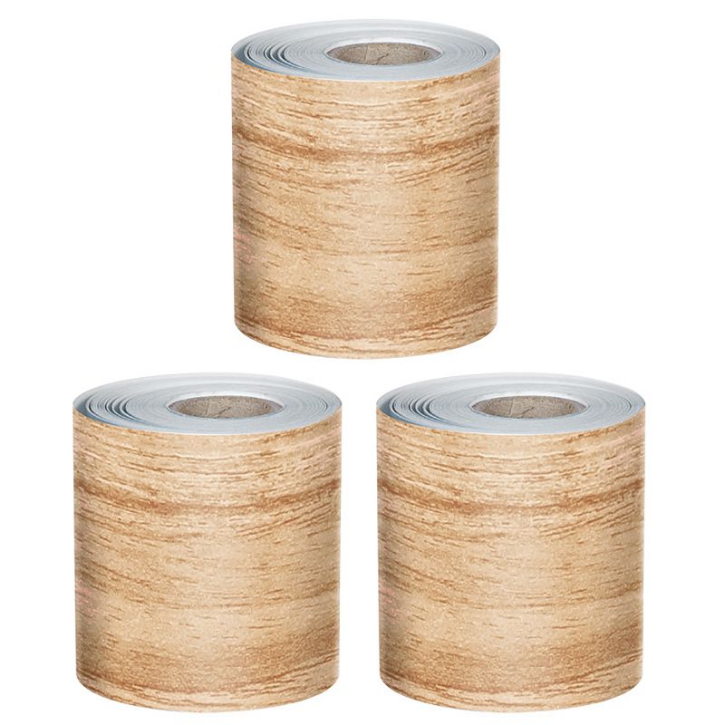 Carson Dellosa Education Grow Together Light Wood Grain Rolled Straight Bulletin Board Borders, 65 Feet Per Roll, Pack of 3, 1 of 6