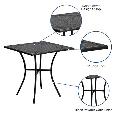 Oia Black Steel Square Patio Dining Table