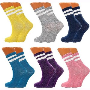Women's Tennis Crew Socks – Extra Thin & Breathable – 6 Pairs – Cotton - 1 of 3
