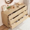 Rattan 6 Drawers Dresser for Bedroom, Modern Chest of Drawers with Gold Legs and Gold Handles, Wide Double Dresser with Anti-tipping Design - 4 of 4