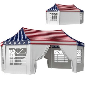 Resenkos Canopy, Outdoor Canopy Tent,22.3 x 16.4 ft Party Tent, Outdoot Canopy Tent with 2 Doors and 6 Windows, American Flag White - 1 of 1