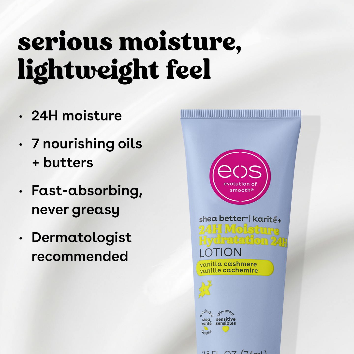 Мини-лосьон для тела eos, Vanilla Cashmere, дорожный формат, 2.5 fl oz — фото 4