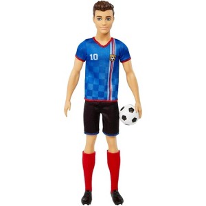 Barbie Careers Ken Fashion Doll & Accessory, Soccer Player with Cropped Hair, #10 Uniform, Tall Socks, Cleats & Ball - 1 of 4