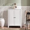 Tangkula Bathroom Floor Cabinet 3-Tier Storage Cabinet with Double Door & Adjustable Shelf Wooden Bathroom Cabinet for Home White - 2 of 4