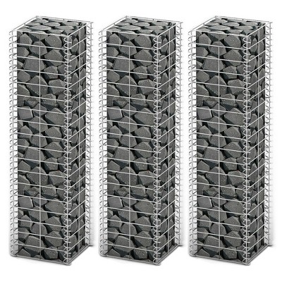 vidaXL Gabion Set 3 pcs Galvanized Wire 9.8"x9.8"x39.4"
