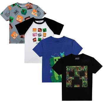 Minecraft Creepers And Character Heads Crew Neck Short Sleeve 4pk Boy's Tees