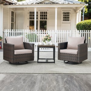 Buenhomino 3 Pieces Patio Bistro Set with Table Set, All-Weather Wicker Patio Furniture Set with Thickened Cushions for Garden, Backyard - 1 of 4