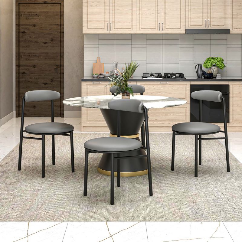 LeisureMod Lume Modern Dining Chair Upholstered in Polyester with Powder-Coated Metal Legs, Contemporary Accent Chair for Dining Room, Kitchen, Side Chair, 3 of 12