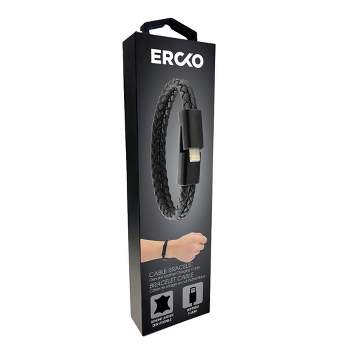 Ercko Cable Bracelet for iPhone 11, XR, 11 Pro, XS, 8, 7, 6, 5, Size M - Black