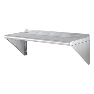 Munora 12" x 36" Stainless Steel Wall Mounted Floating Shelf - 250 lbs Capacity Commercial Shelving with Brackets