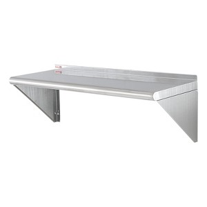 Munora 12" x 36" Stainless Steel Wall Mounted Floating Shelf - 250 lbs Capacity Commercial Shelving with Brackets - 1 of 4
